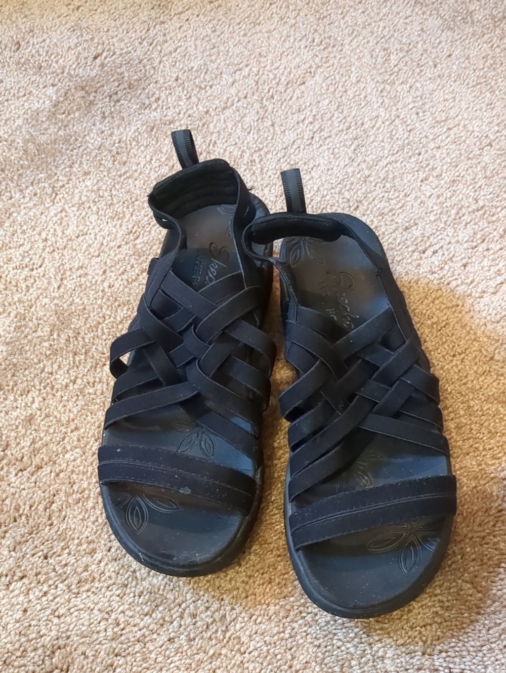 Skechers Black Wedge Sandals